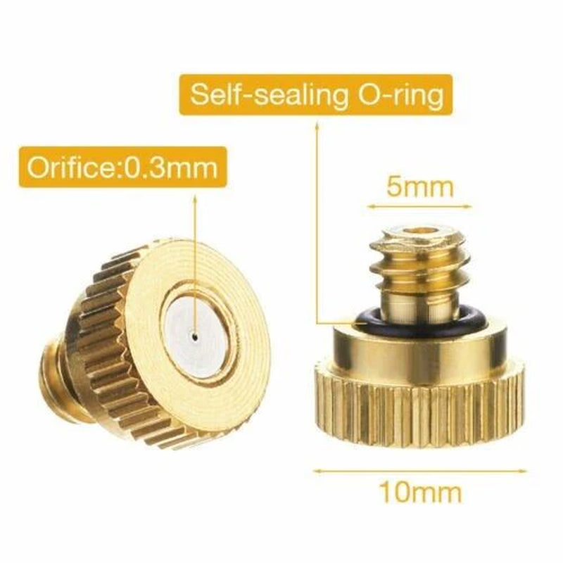 20X Brass Misting Nozzles Mister Sprinkler Outdoor Cooling System Garden Sprayer