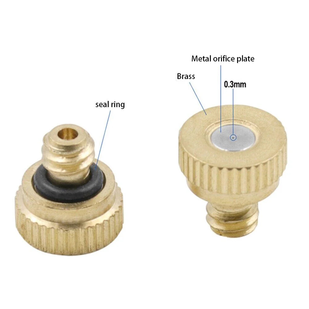 20X Brass Misting Nozzles Mister Sprinkler Outdoor Cooling System Garden Sprayer