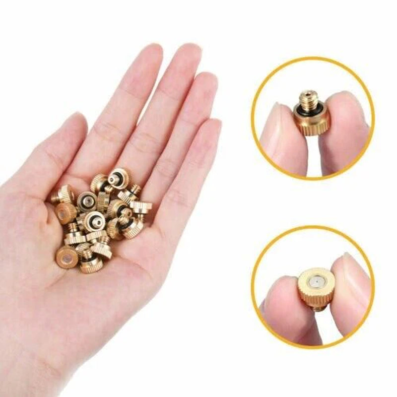 20X Brass Misting Nozzles Mister Sprinkler Outdoor Cooling System Garden Sprayer