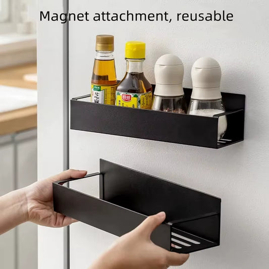 Magnetic Refrigerator Shelf – Spice Rack & Hanging Basket | Space-Saving Kitchen Organizer & Storage Holder