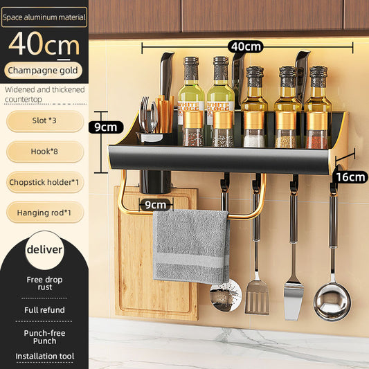 Stylish Wall-Mounted Kitchen Shelf, Multifunctional Design