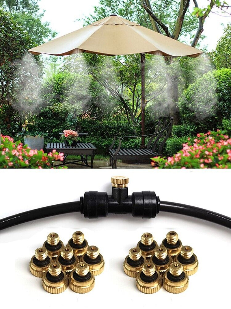 20X Brass Misting Nozzles Mister Sprinkler Outdoor Cooling System Garden Sprayer