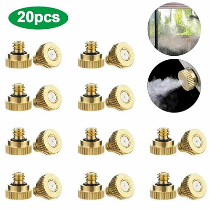 20X Brass Misting Nozzles Mister Sprinkler Outdoor Cooling System Garden Sprayer