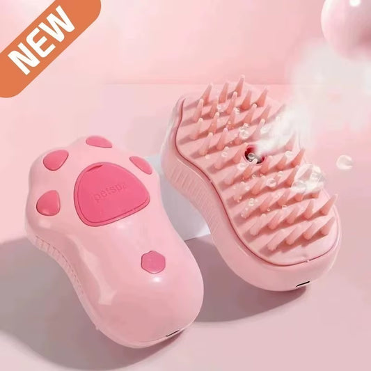 Purrfect Paws 3-in-1 Steamy Pet Brush — Groom, Massage & De-Shed with Electric Sprayer