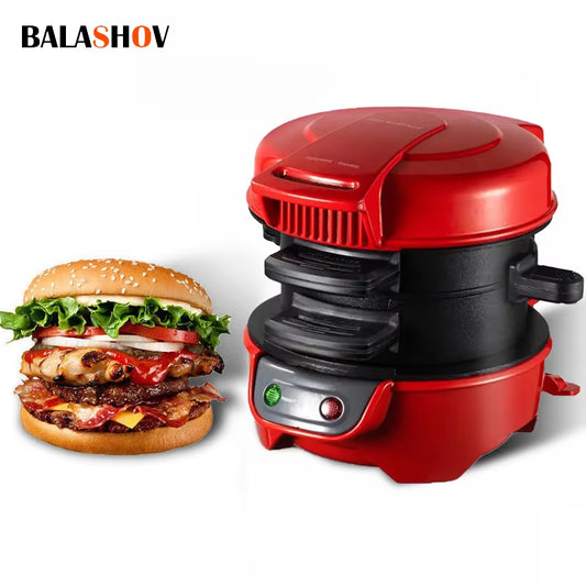 Multifunctional Electric Burger & Breakfast Muffin Maker 220V/110V – Non-Stick Plates, Compact Household Appliance